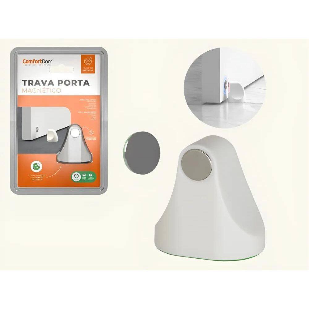 Fixador Trava Porta Magnético Prendedor Ade Branco