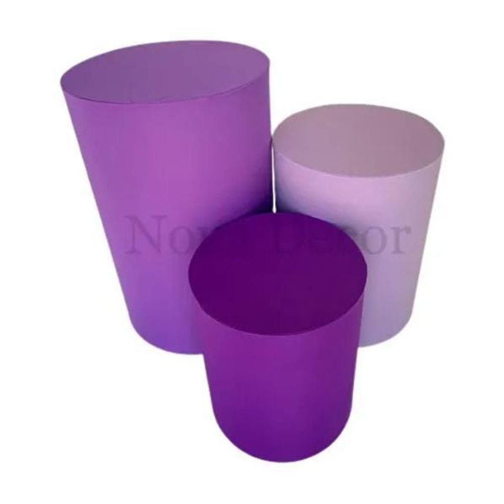 Trio De Capas Para Mesa Cilindros Varia 3 Tons De Roxo