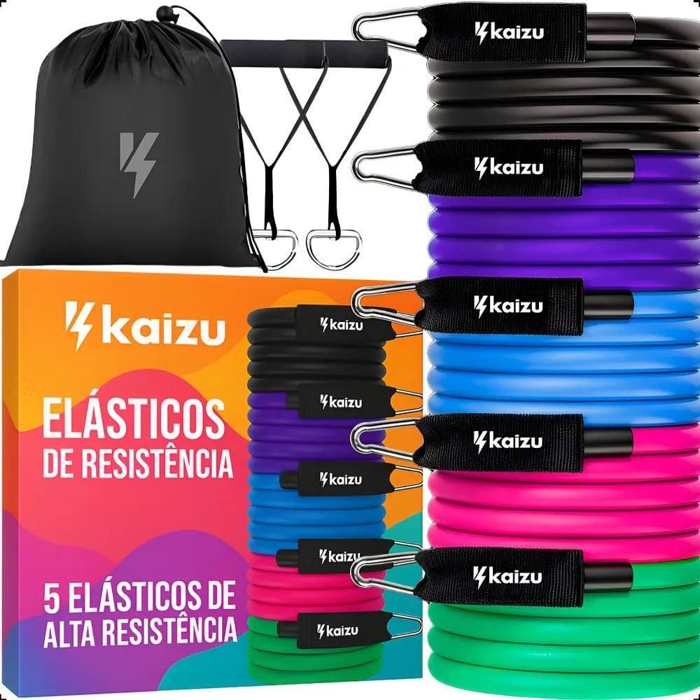 Kit Elásticos Academia 11 Peças Borracha Corda Tubos Alças Â