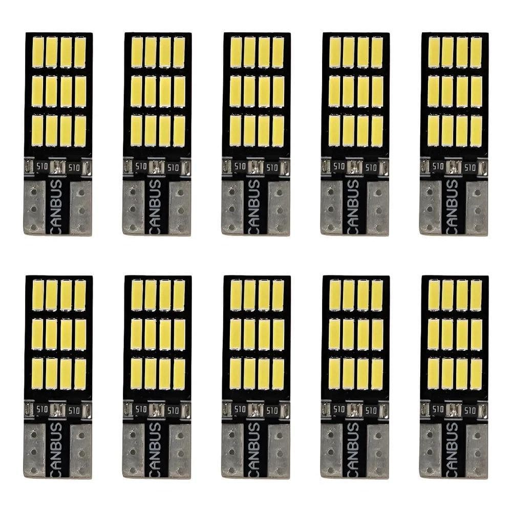 Kit 10 Lampada T10 Cambus 24 Led Canceler - Branca