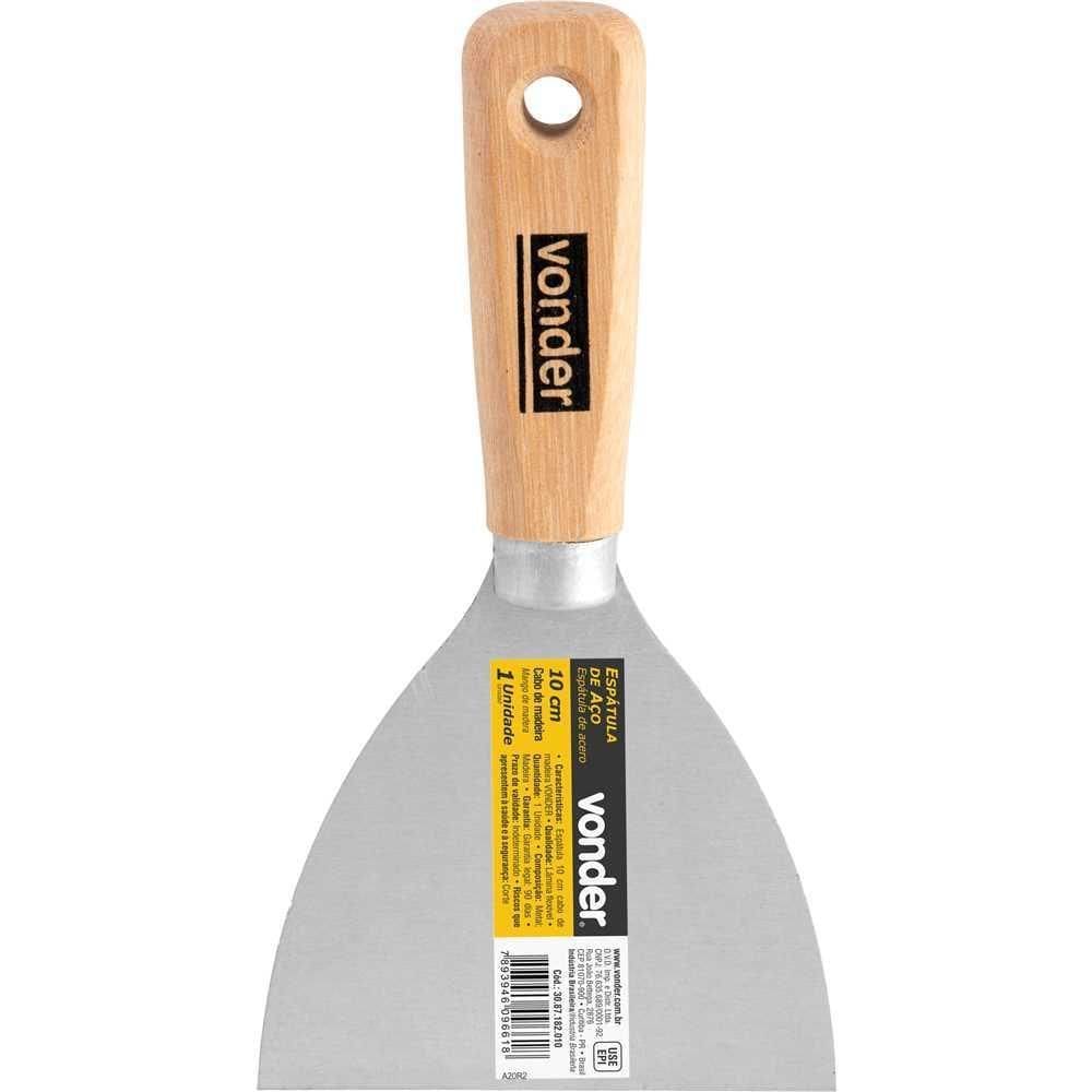 Espátula Betumadeira Aço Carbono 4 10Cm Cabo Madeira Vonder
