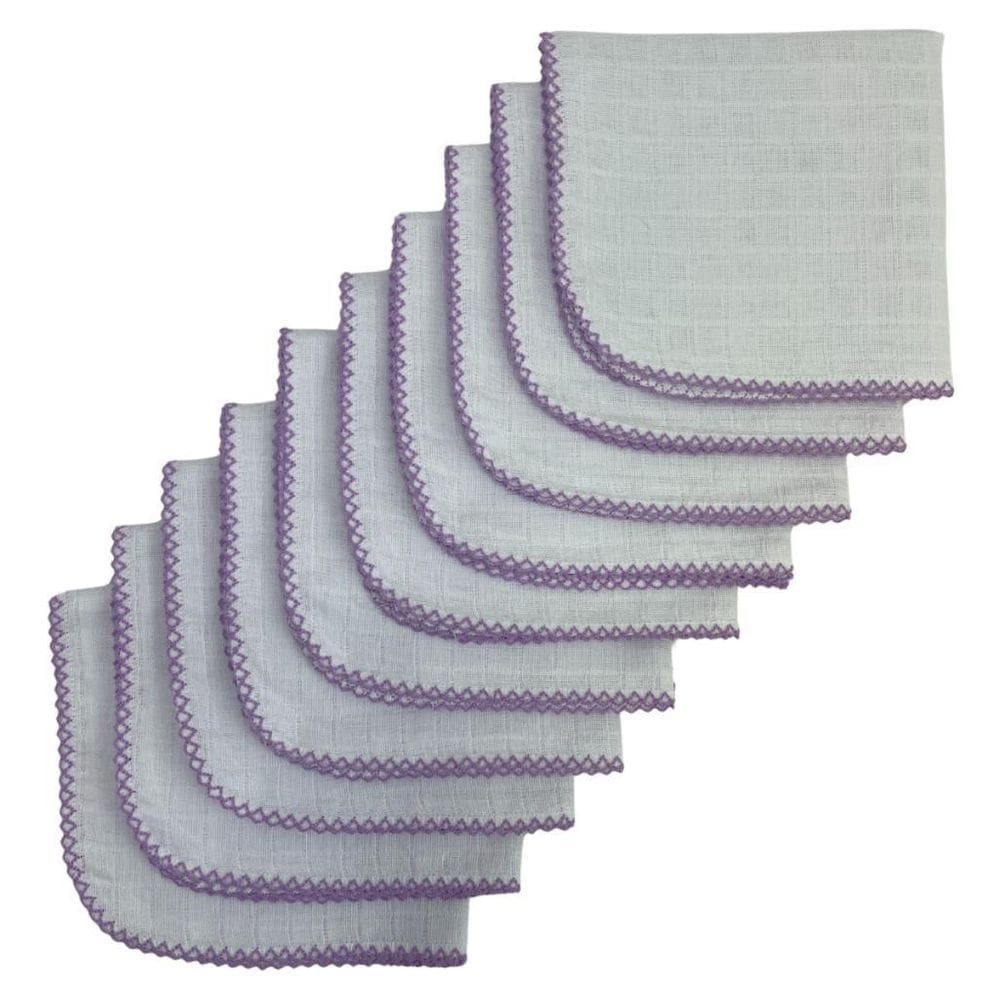 Kit Com 5 Fraldas De Boca Quadriculado 33X33Cm Lilás