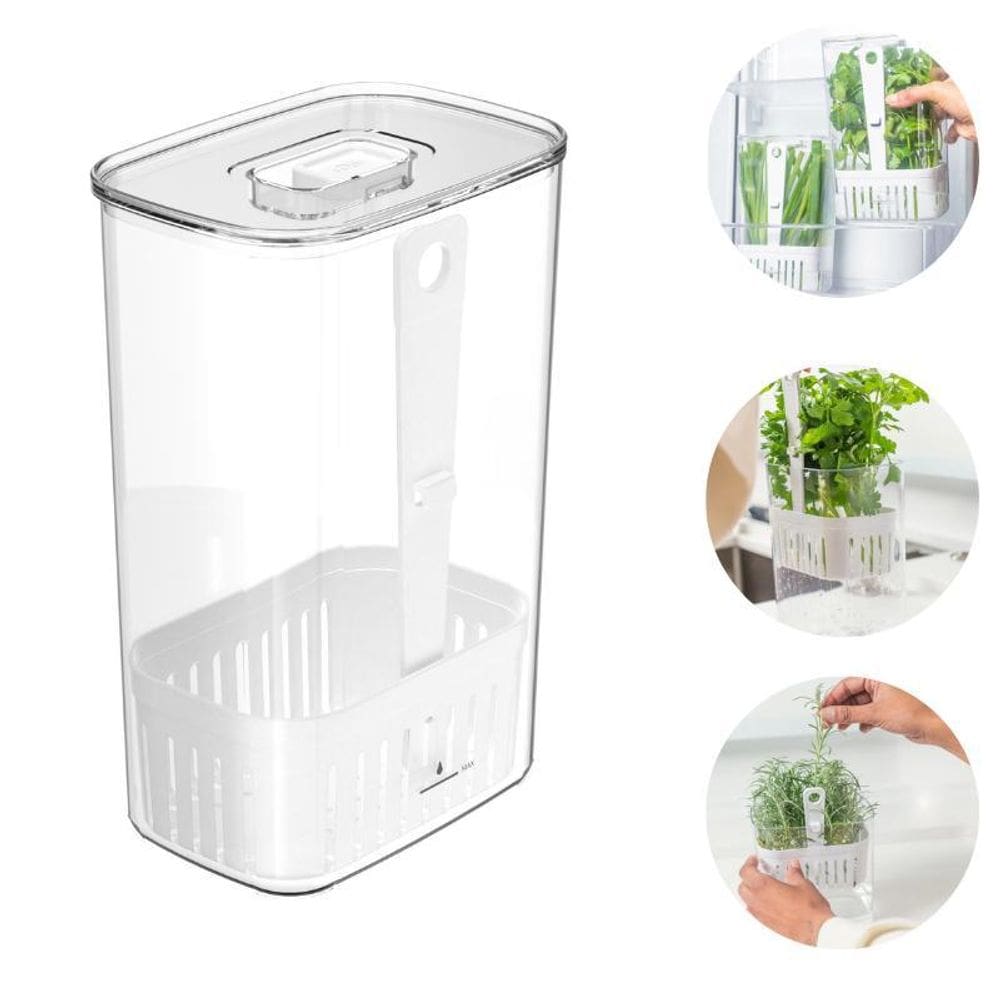 Porta Tempero Fresco Hortaliças Geladeira Tampa+Regador 2,3L