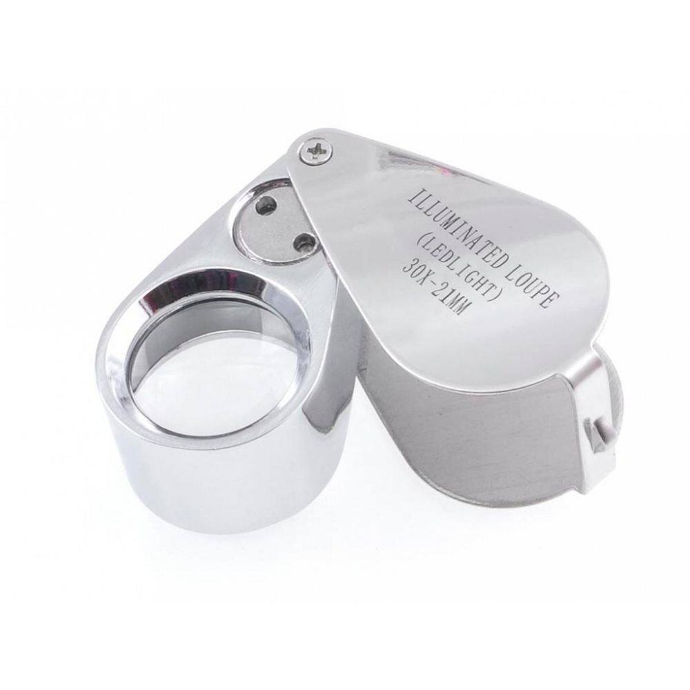 Lupa Joalheiro Lente 21Mm Ampliação 30X Luz Led Profissional