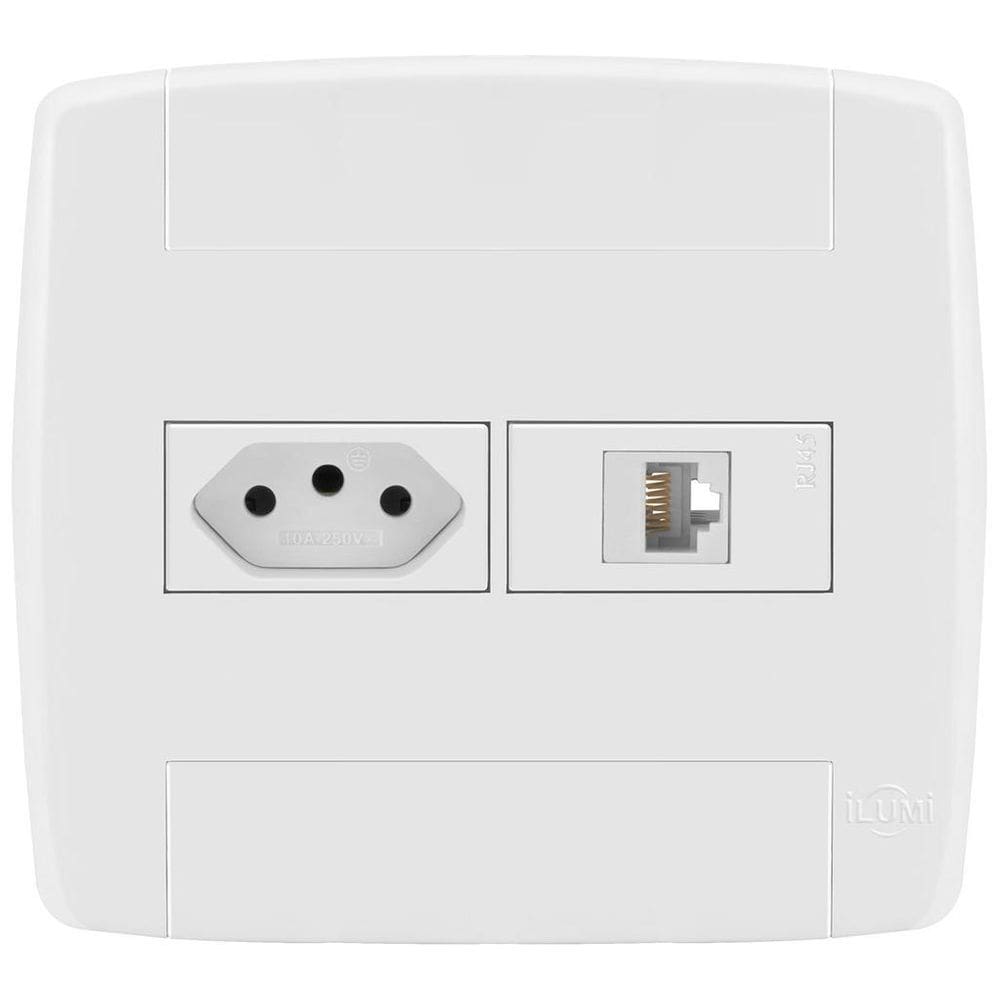 Conjunto 1 Tomada 20A + 1 Tomada Rj45 4X4 - Ilumi Lev