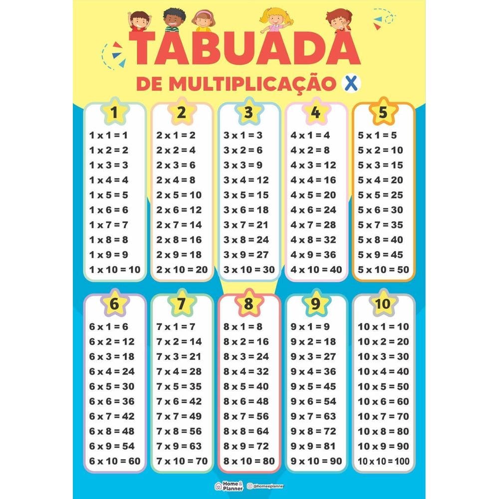 Tabuada De Multiplicação - Unissex - Home E Planner