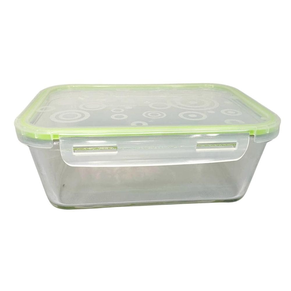 Pote Retangular De Vidro Hermético 1500Ml Com Tampa