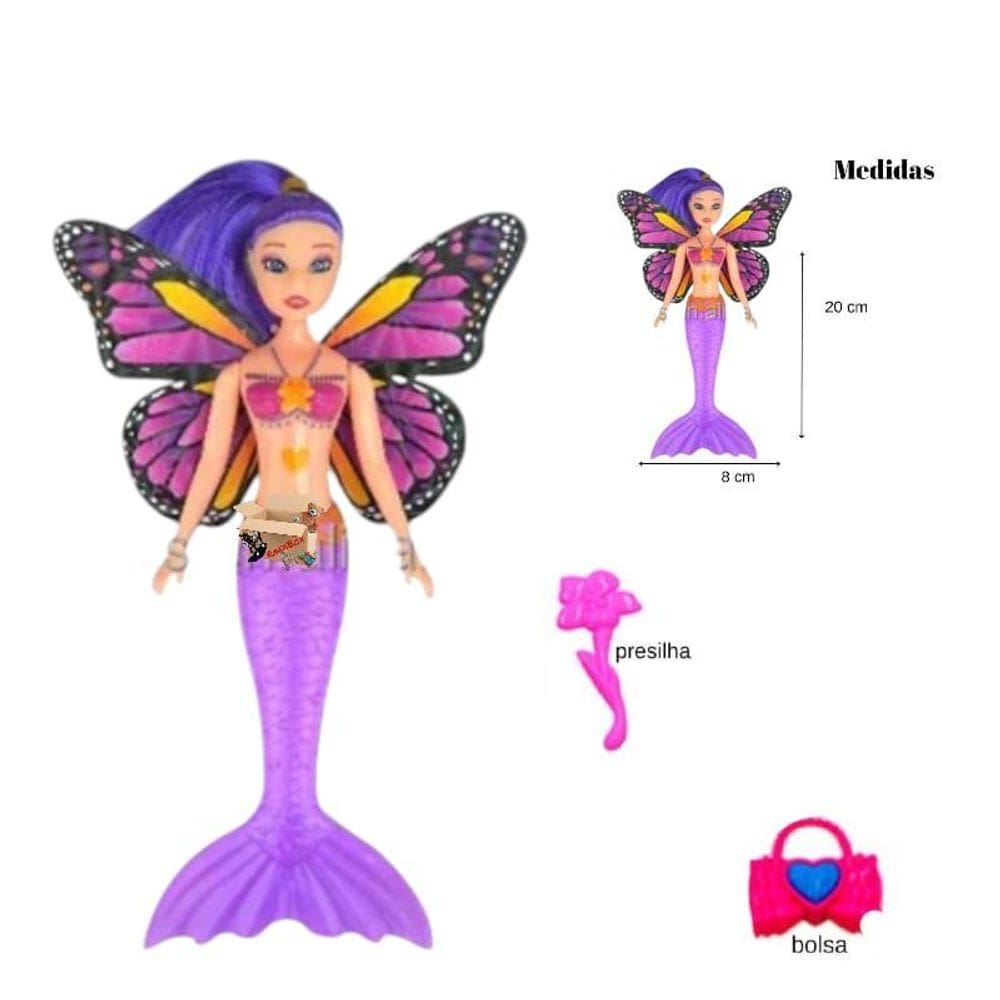 Brinquedo Boneca Bonequinha Sereia Encantada Acessórios 20Cm