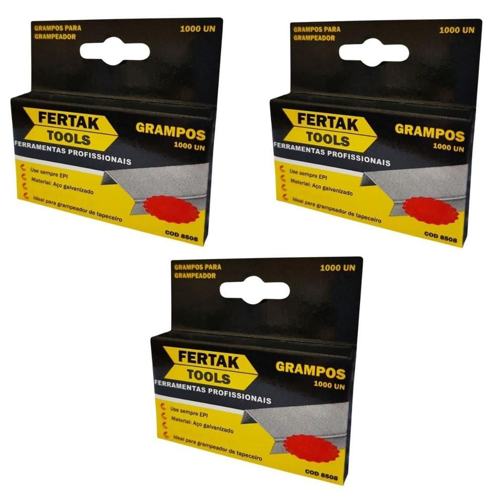 Grampos 8Mm Tipo Reto Para Grampeador De Pressão Com 3000 Un