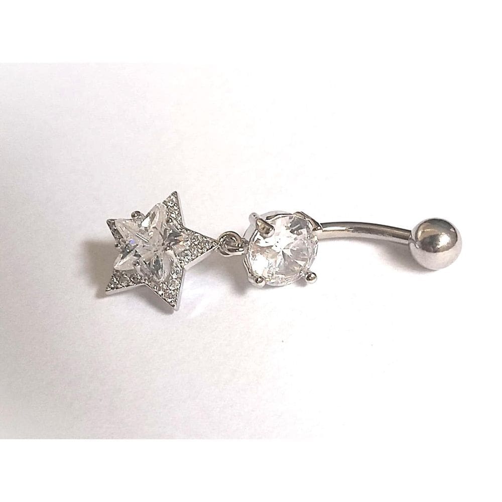 Piercing Umbigo Aço Cirúrgico Ponto Luz Estrela Zirconia