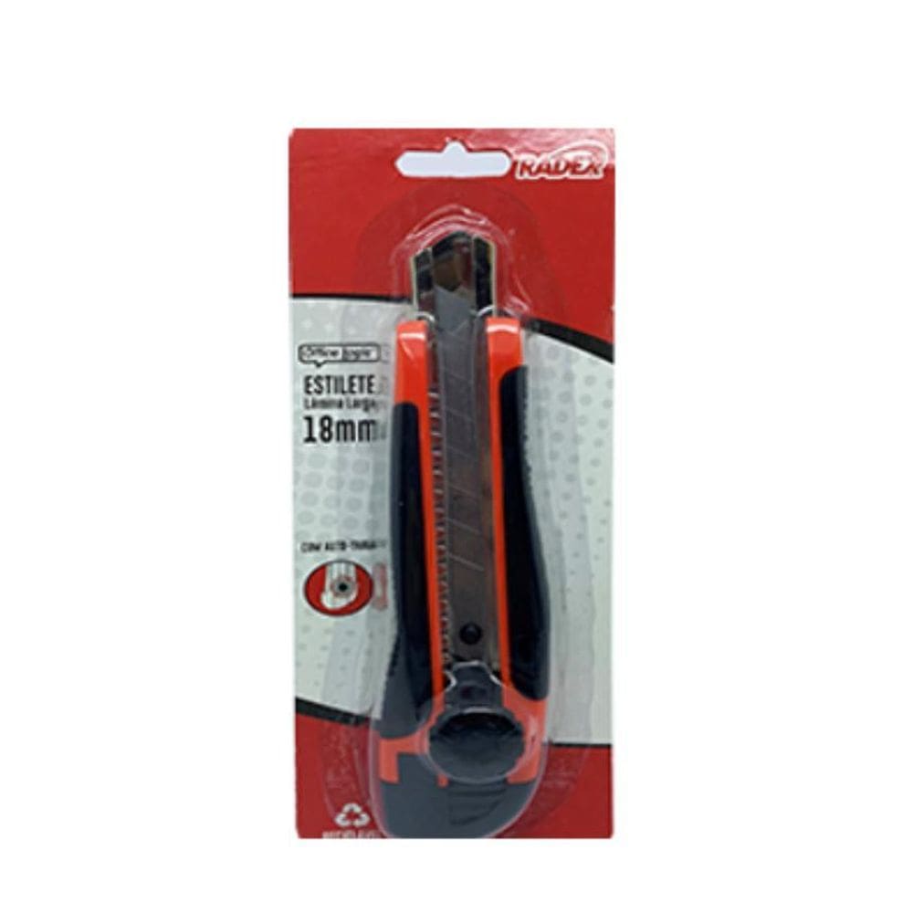 Estilete Lamina Larga 18Mm Trava Plastico Office Logic Radex