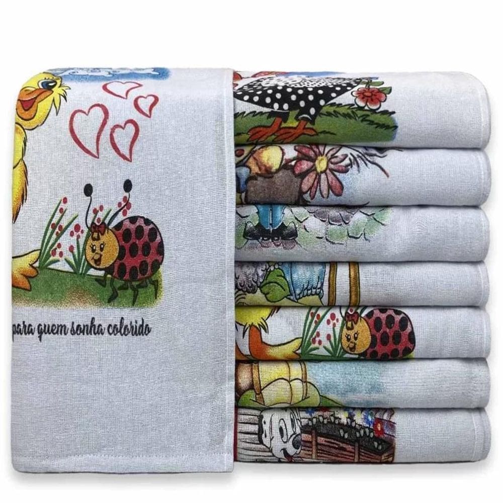 Kit 10 Pano De Prato E Copa Estampado Seca Louça Bainha