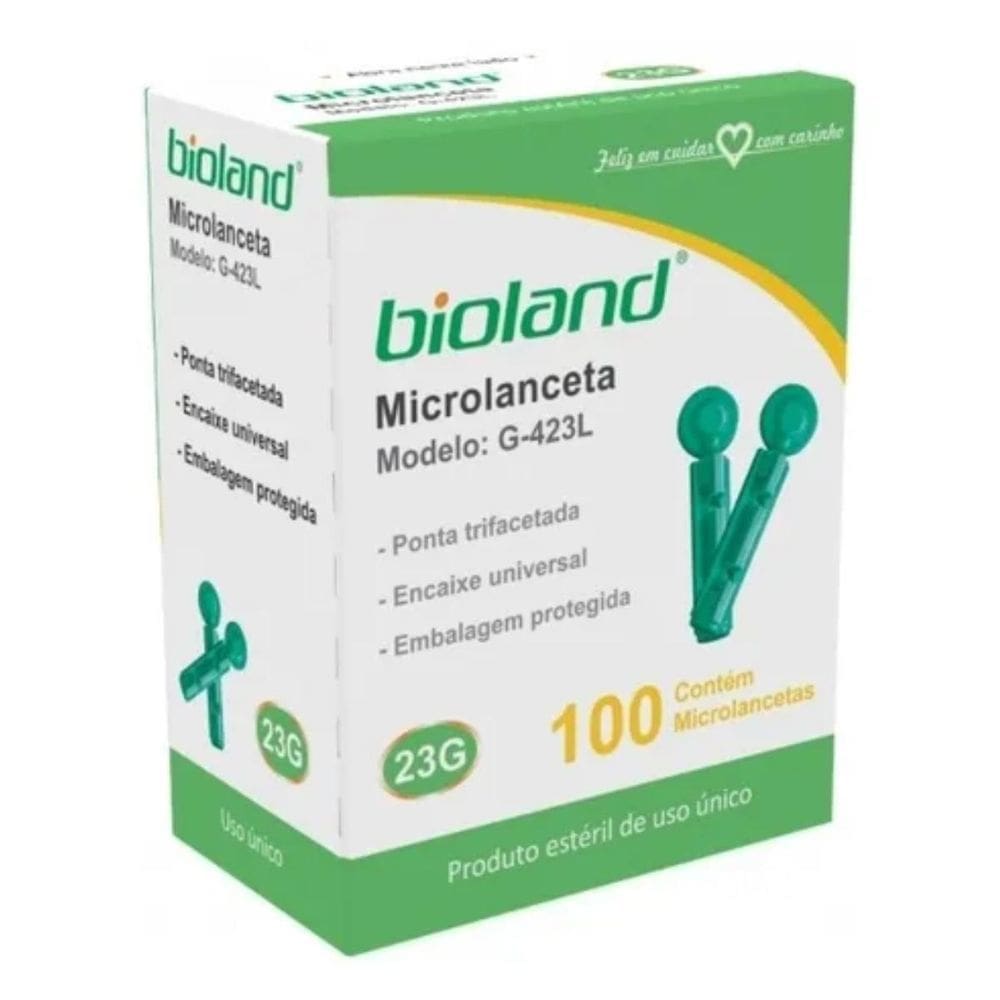 Microlanceta Bioland Trifacetada Encaixe Universal 100Un 28G