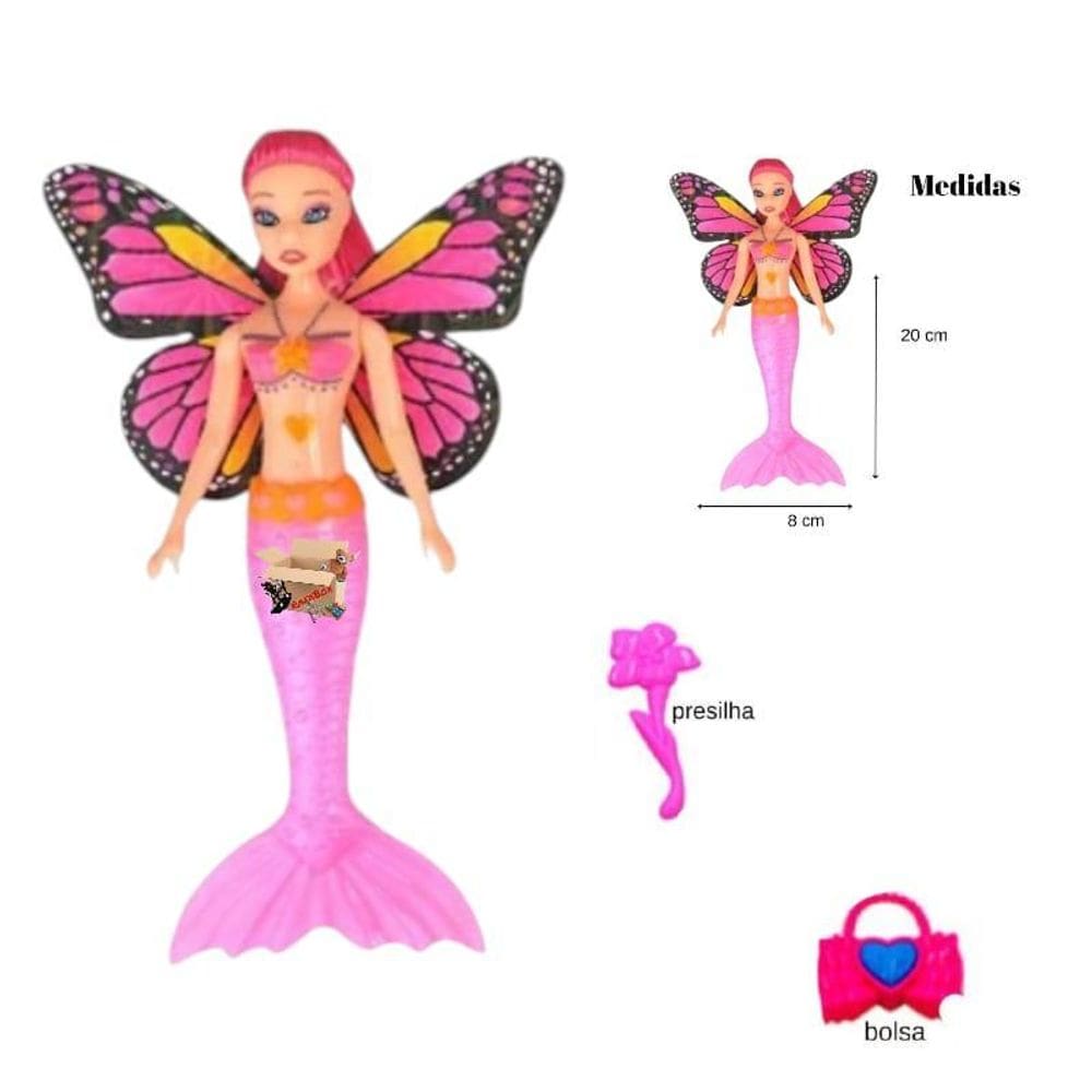 Brinquedo Boneca Bonequinha Sereia Encantada Acessórios 20Cm