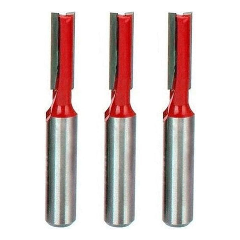 Kit 3 Fresas Retas 8Mm Haste 6Mm Corte Duplo Madeira Tupia