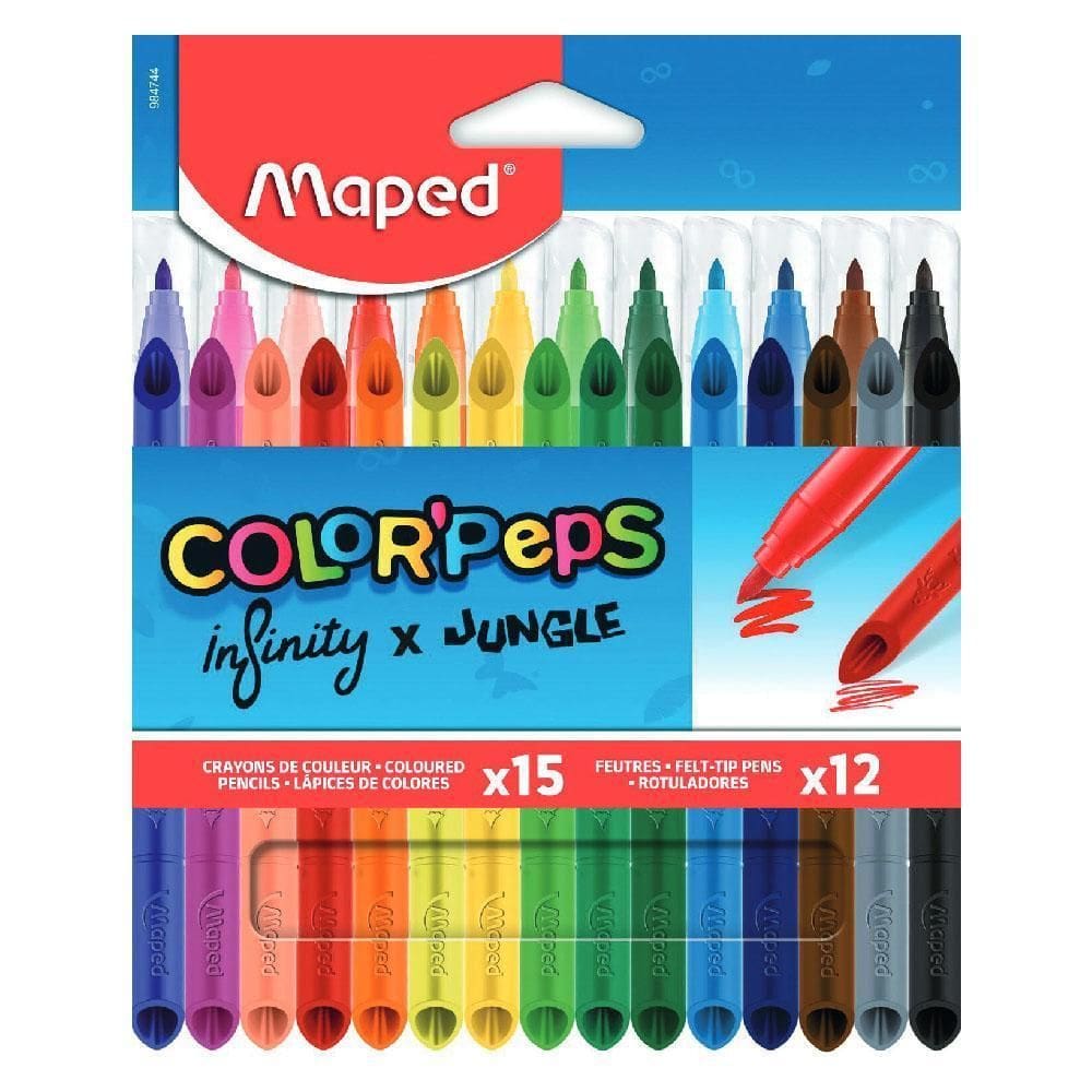 Lápis De Cor Infinity Colorpeps 15 Cores + 12 Hidrocor Maped