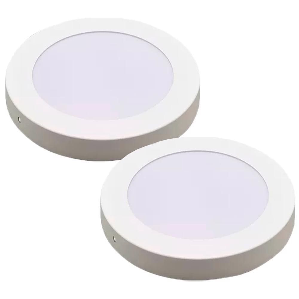 Kit 2 Luminária Plafon Led Redondo Sobrepor 24W 6500K - Noll
