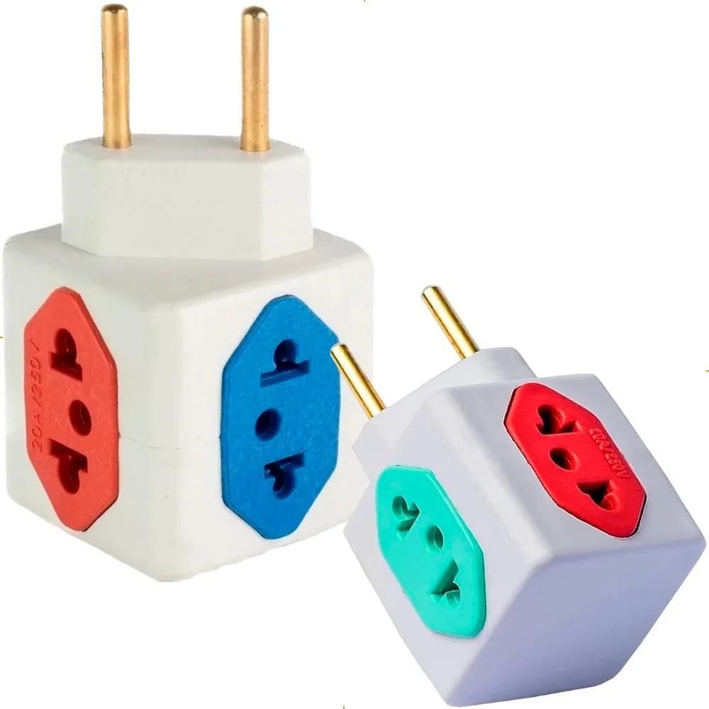 Kit 2 Cubos Benjamin Adaptador De Tomada 10A 20A 4 Entradas