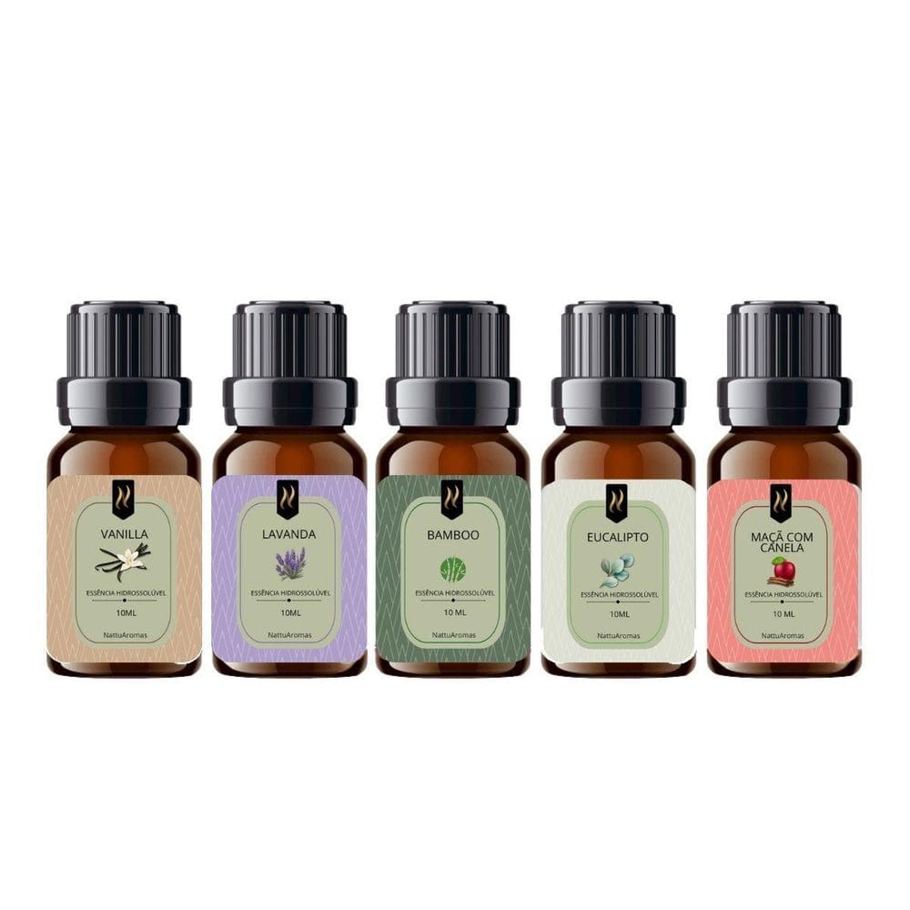 Essências Hidrossolúveis Kit 05 Unidades 10Ml Nattuaromas