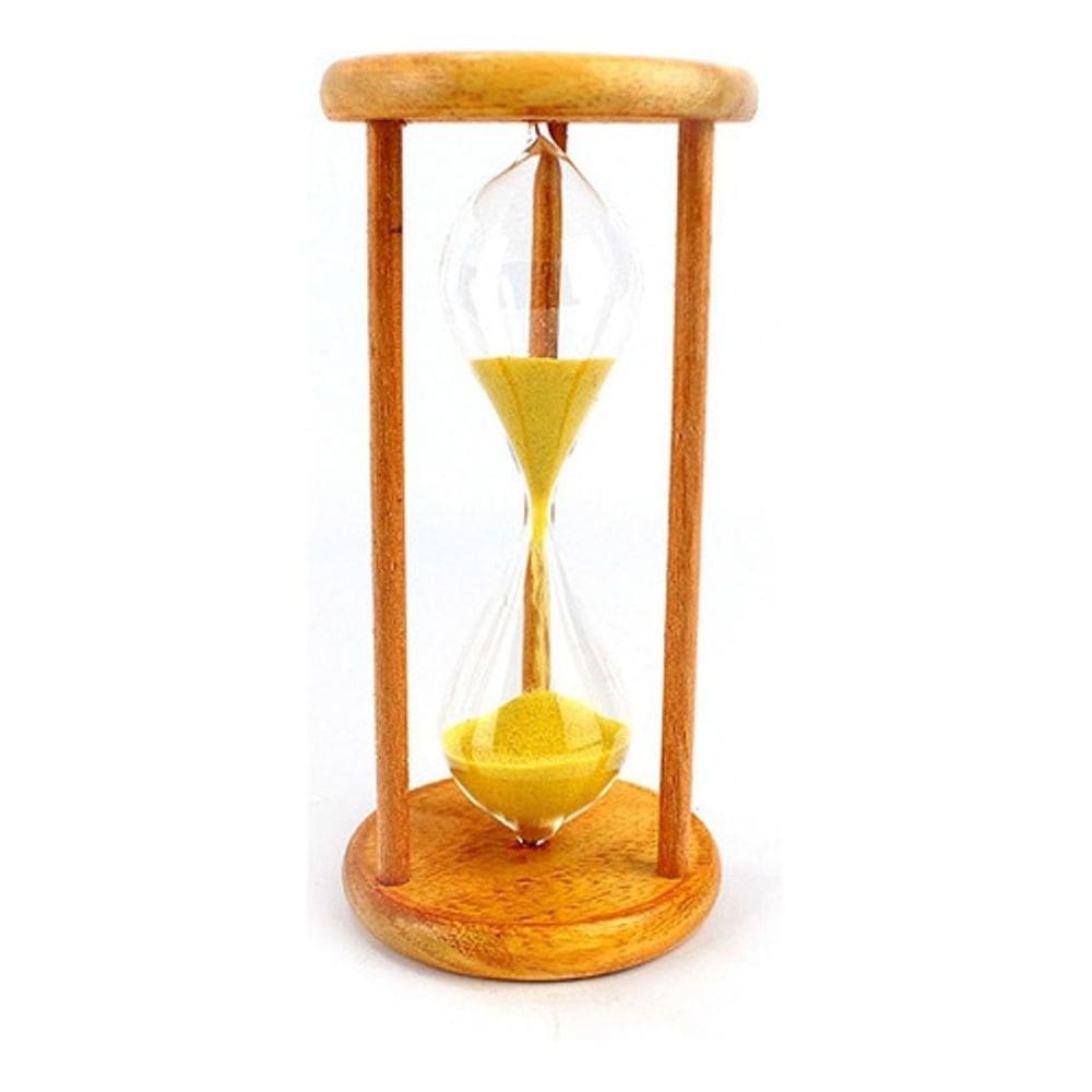 Ampulheta Madeira E Vidro Relógio De Areia Amarelo 30 Seg Fg
