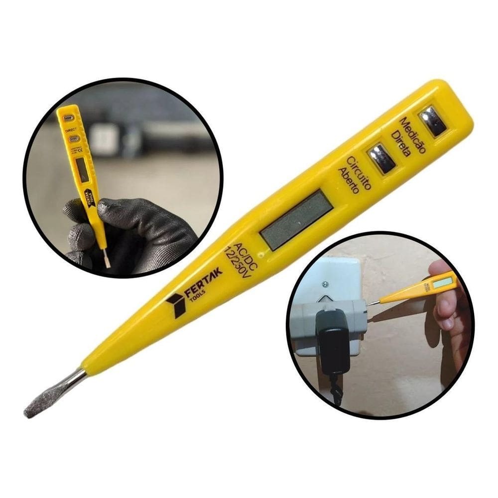 Chave Medidor De Fase Teste Voltagem Corrente Ac Dc 12 220V