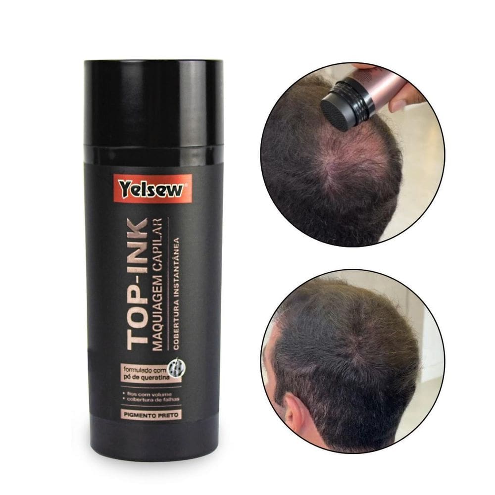 Maquiagem Capilar Pó Queratina Cobre Falhas 25G Preto Yelsew