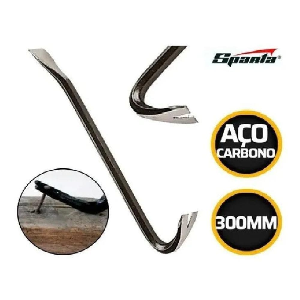 Pé De Cabra Reforçado Extrator De Pregos 300Mm Aço Pinta