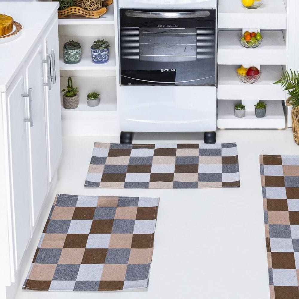 Par Tapete Jacquard Antiderrapante Cozinha Banheiro Quarto