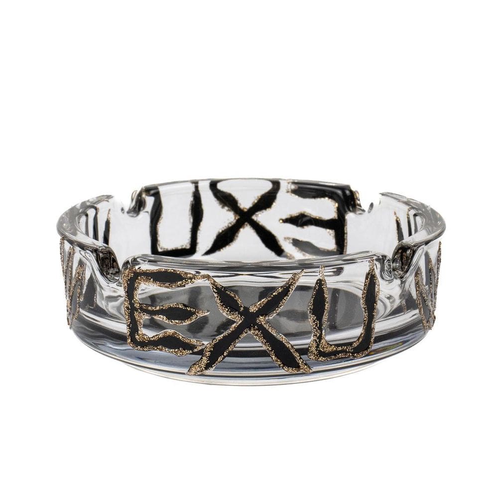 Cinzeiro Exu Tridente Vidro Pintado Redondo 10 Cm 4 Apoios