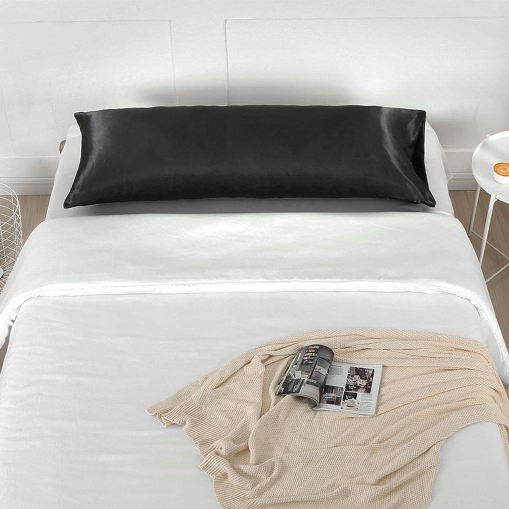 Fronha Capa Travesseiro Corpo Xuxão Cetim Preto 1,30X0,40