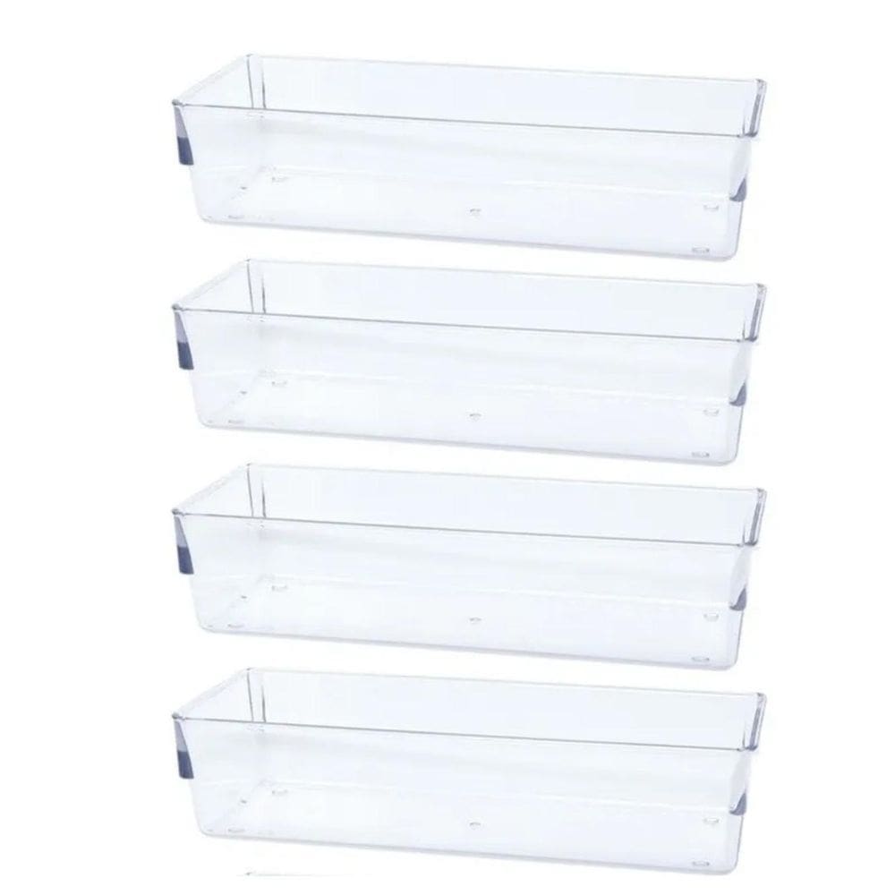Kit 4 Organizadores De Gavetas Acrílico Cristal Modular M