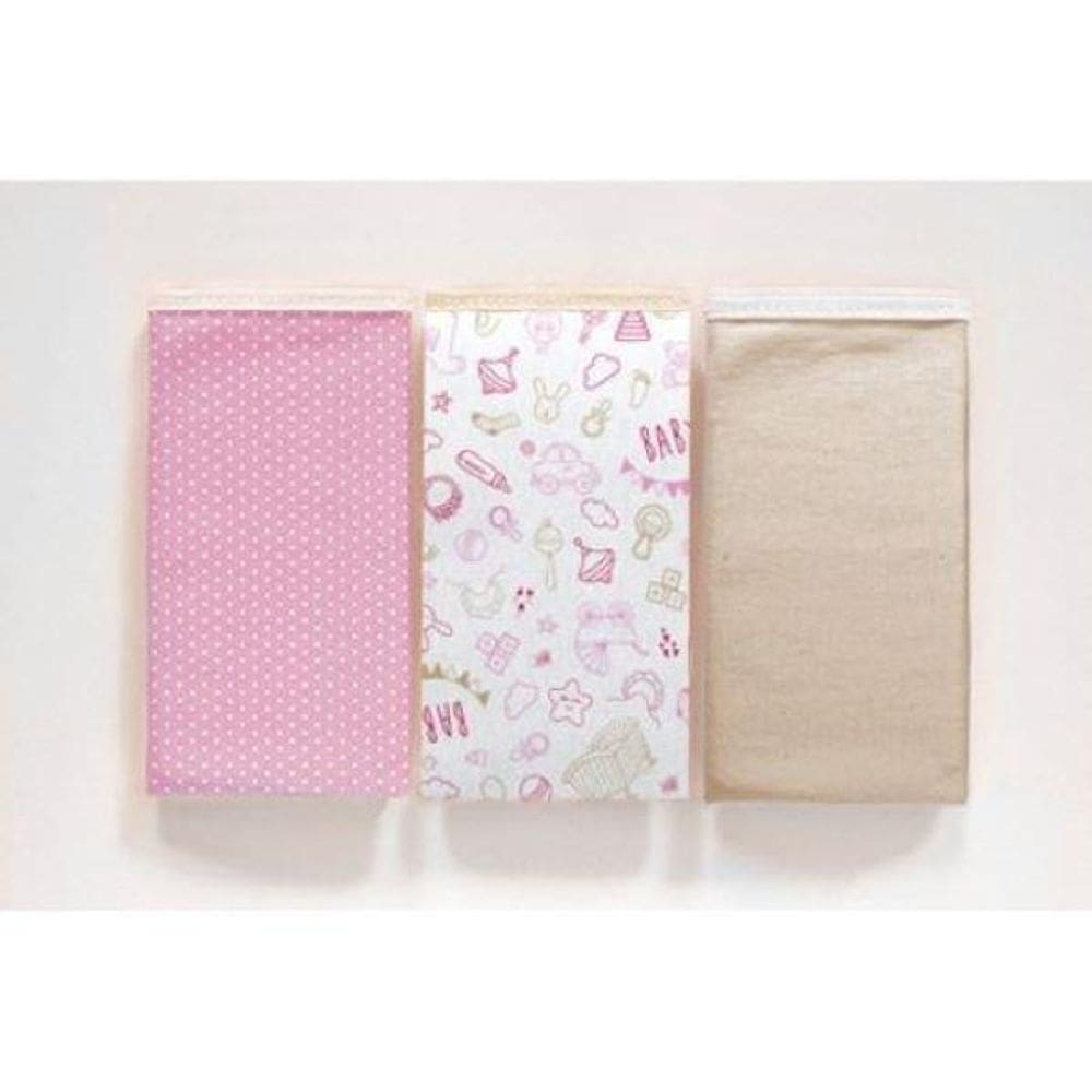 Kit 3 Pano De Boca Bebe Duplo Baby Rosa 100% Algodão