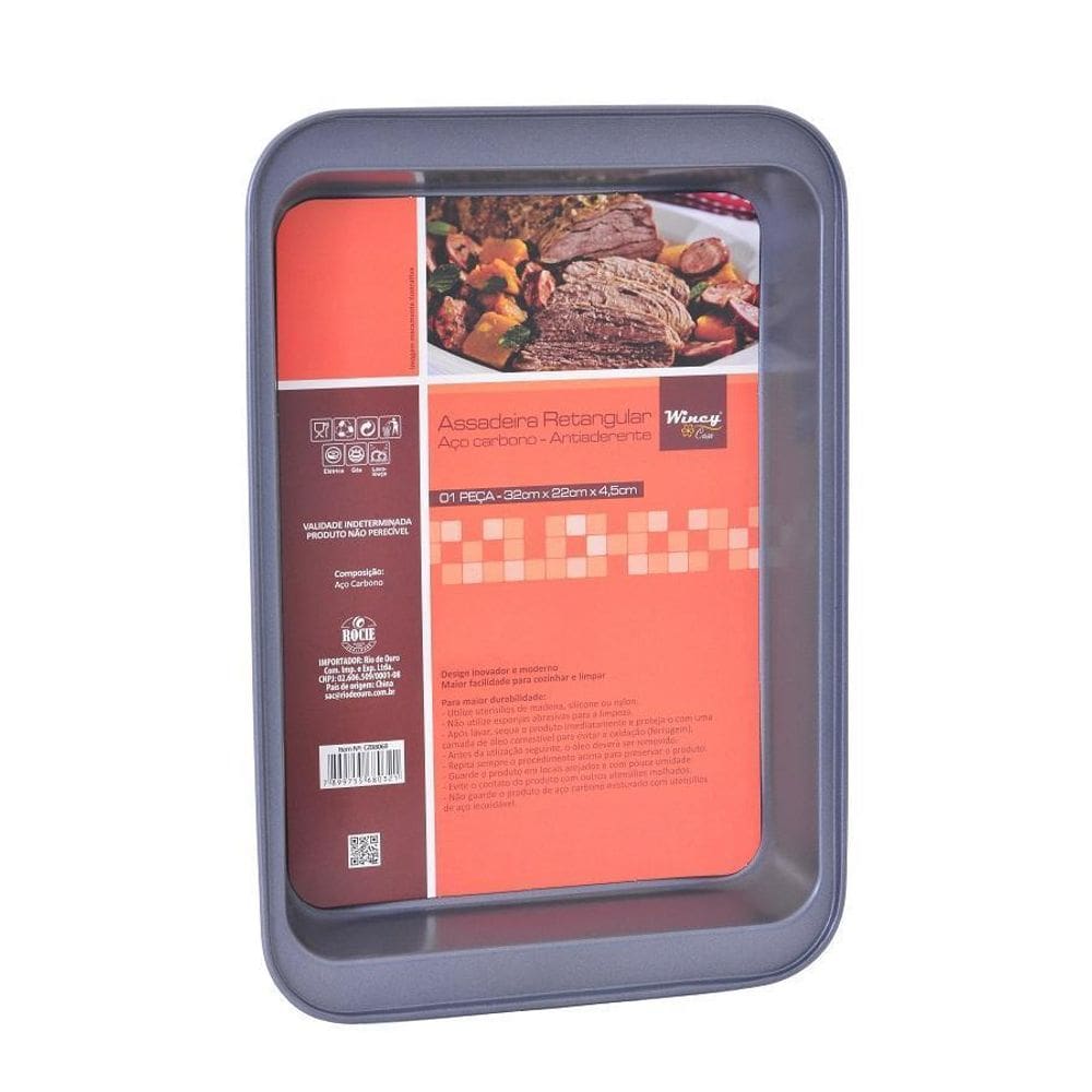 Assadeira 32X22X05 Cm Retângulo Carbono