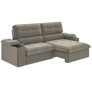 Sofá Retrátil e Reclinável 3 Lugares 2,10m c/ Porta Copos Slim