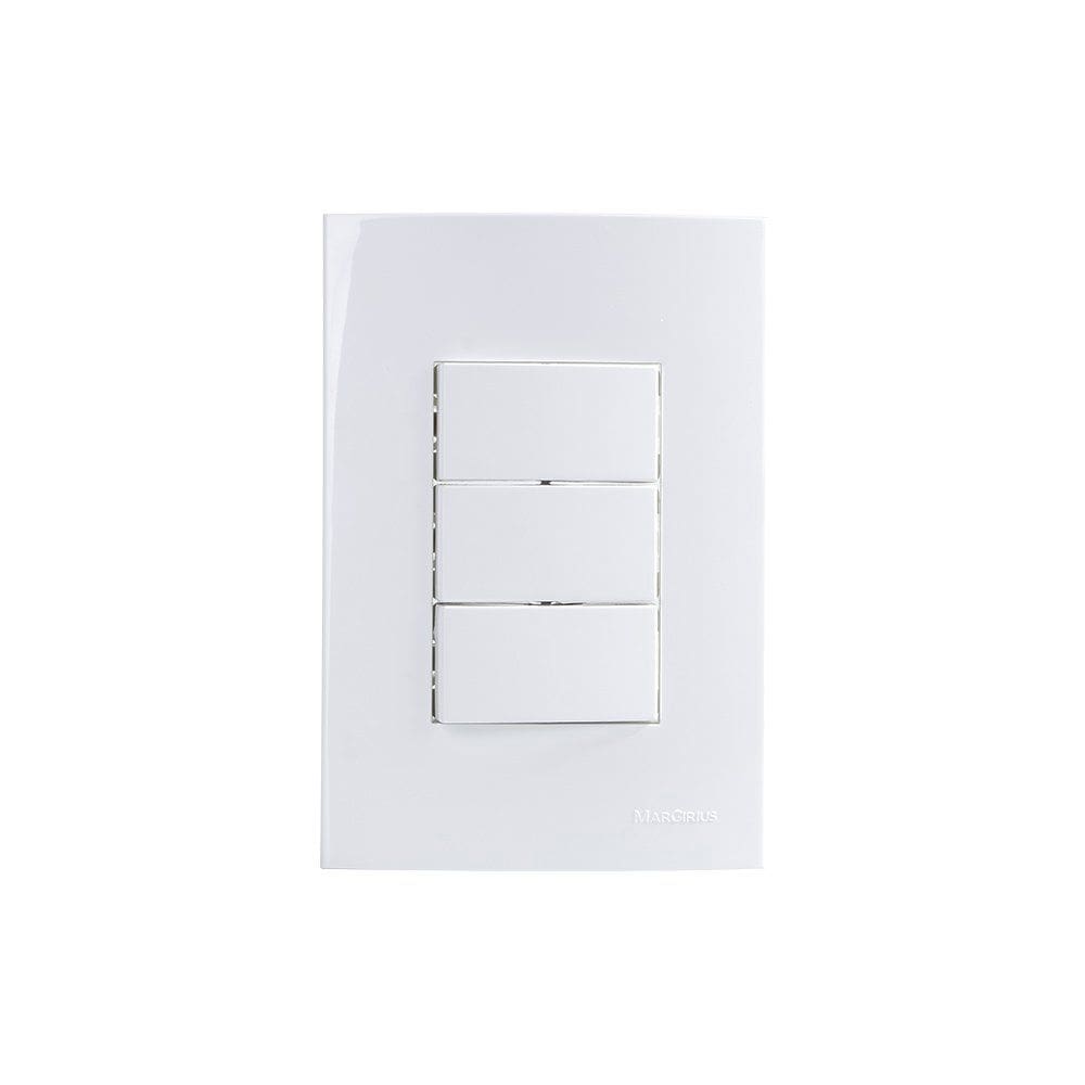 Interruptor P. Triplo MarGirius Sleek 10A com Placa 4x2 Branco