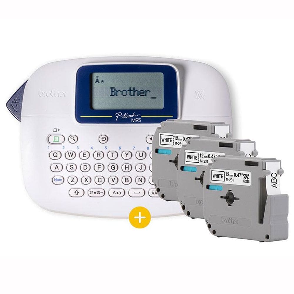Rotulador eletrônico Branco PTM95WTBP com 3 fitas - Brother