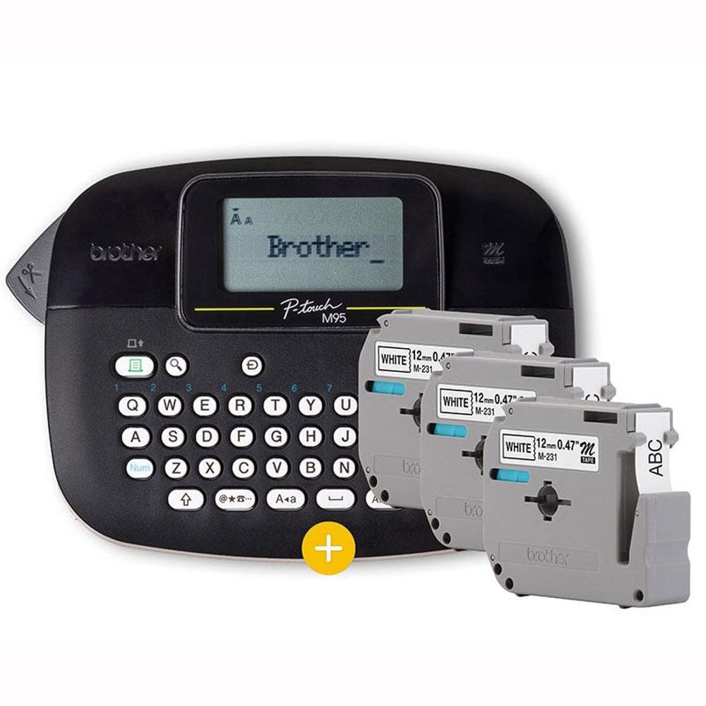 Rotulador eletrônico Preto PTM95BKBP com 3 fitas - Brother