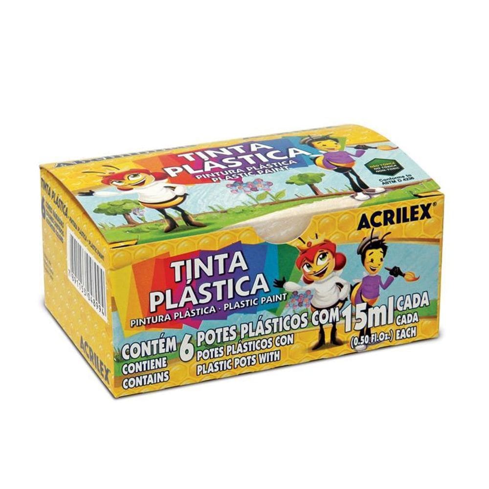 Tinta plástica Plastic Paint 6 cores 20ml Acrilex