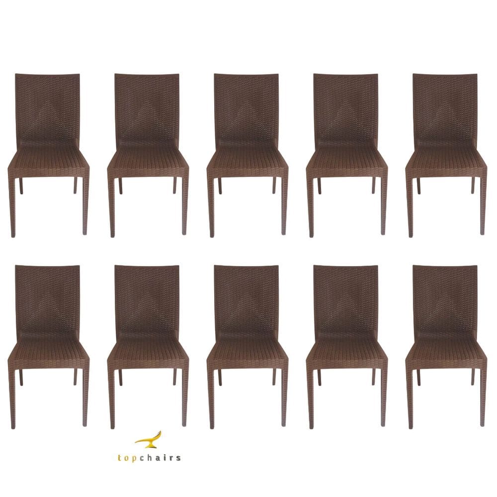 Kit 10 Cadeiras Rattan Marrom