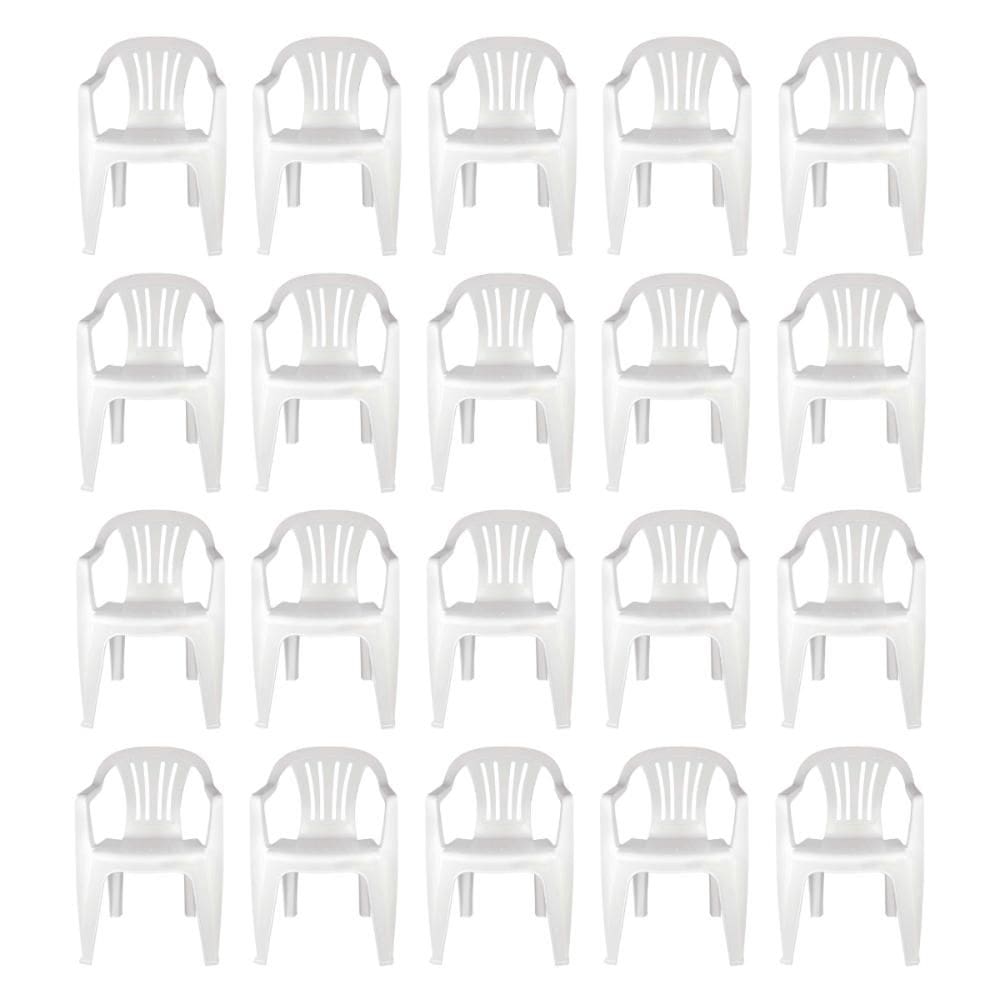 Kit 20 Cadeiras Poltrona Plástica Empilhavel Reforçada 182kg Mor