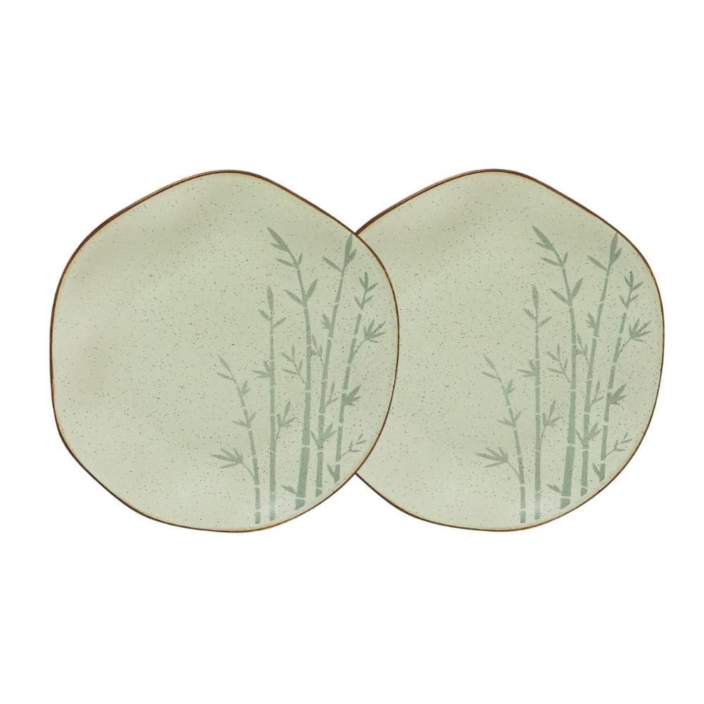 Conjunto 2 Pratos Rasos 27,5 cm Ryo Bambu Porcelana Oxford