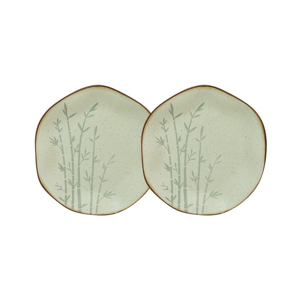 Conjunto 2 Pratos de Sobremesa 21,5 cm Ryo Bambu Porcelana Oxford