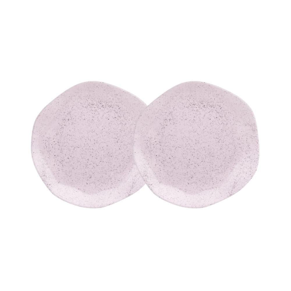 Conjunto 2 Pratos de Sobremesa 21,5cm Ryo Pink Sand Porcelana Oxford