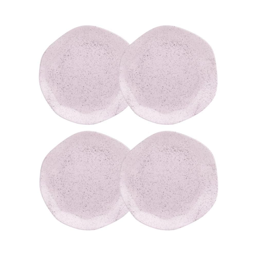 Conjunto 4 Pratos de Sobremesa 21,5cm Ryo Pink Sand Porcelana Oxford