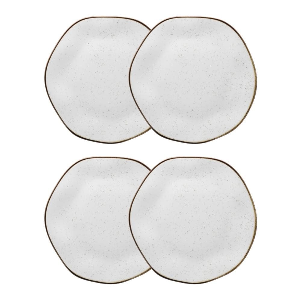Conjunto 4 Pratos Rasos 22,5 cm Ryo Maresia Porcelana Oxford