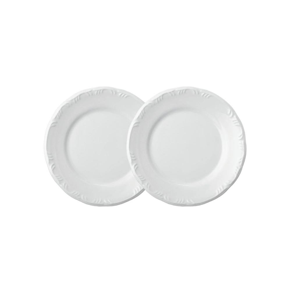 Jogo 2 Pratos Rasos Pomerode Brancos 25,6 cm Porcelana Schmidt