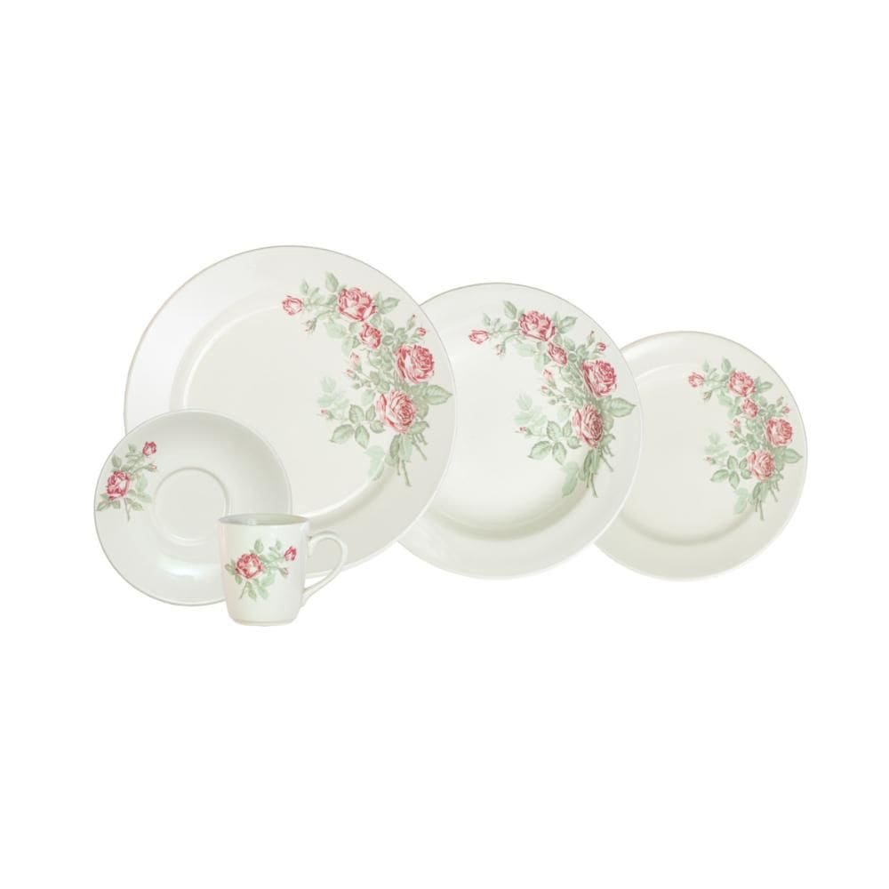 Jogo de Jantar Roseira Real 40 Peças Porcelana Schmidt