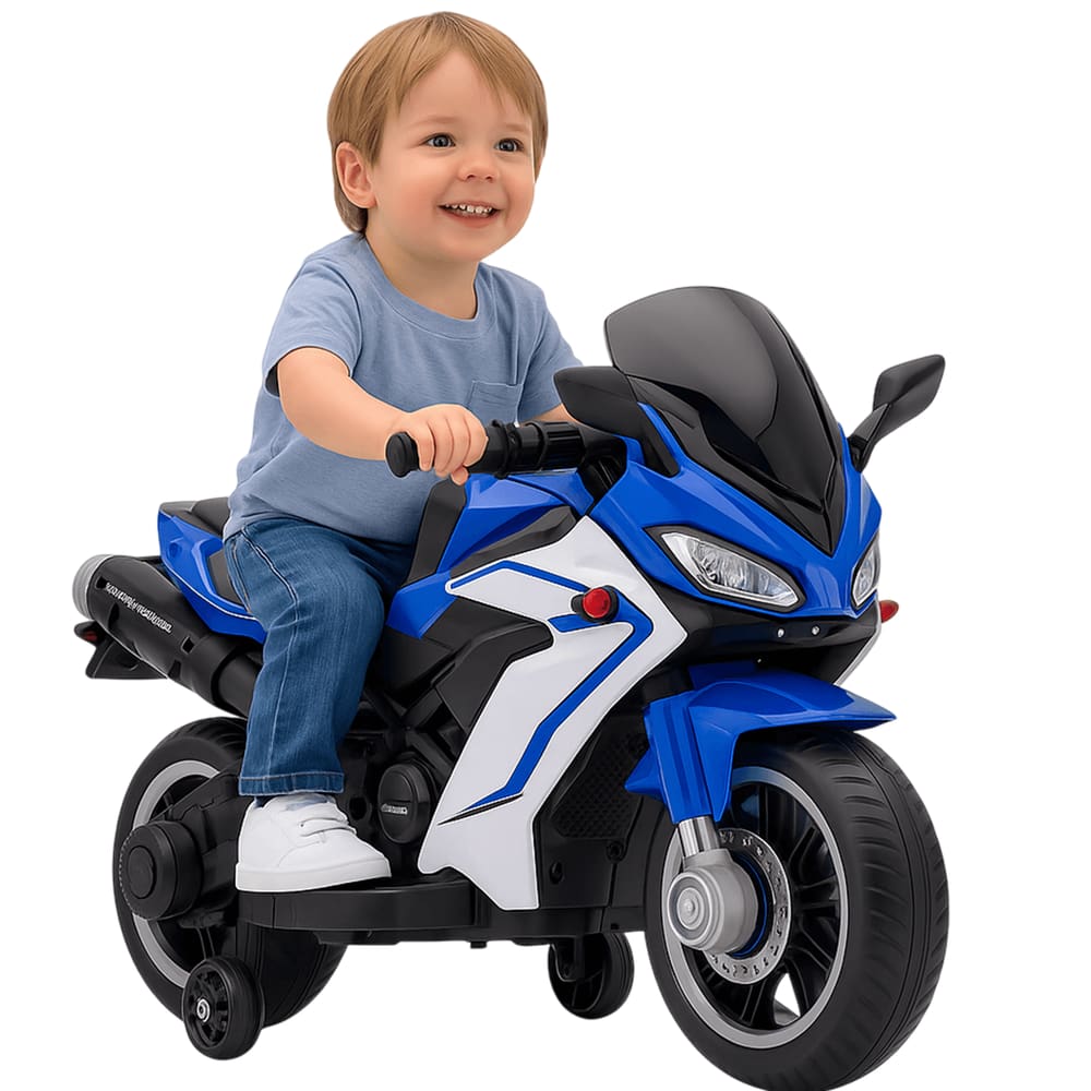 Moto Elétrica Bang Toys Infantil Aura G2  com Rodinhas Azul 12V