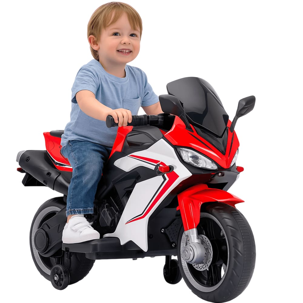 Moto Elétrica Bang Toys Infantil Aura G2  com Rodinhas Vermelha 12V