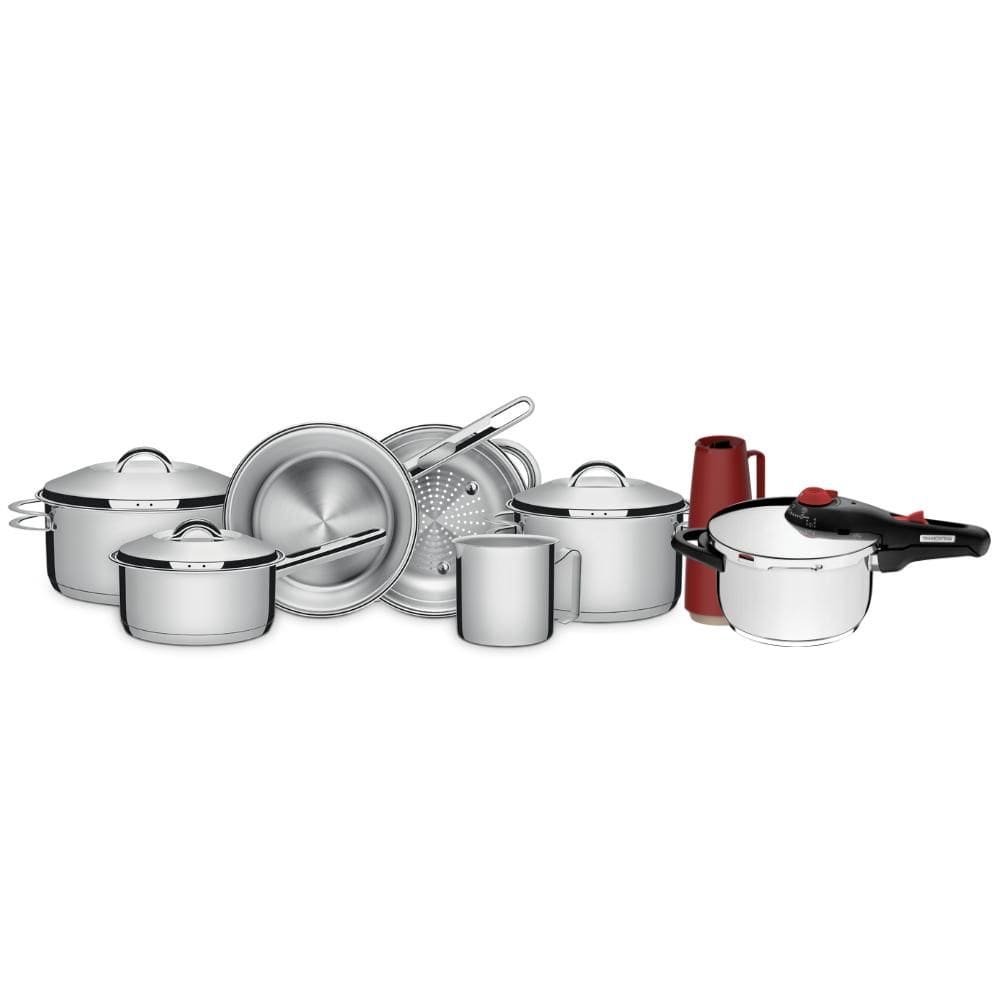 Jogo Panelas Tramontina Solar Inox 7 Peças Fundo Triplo